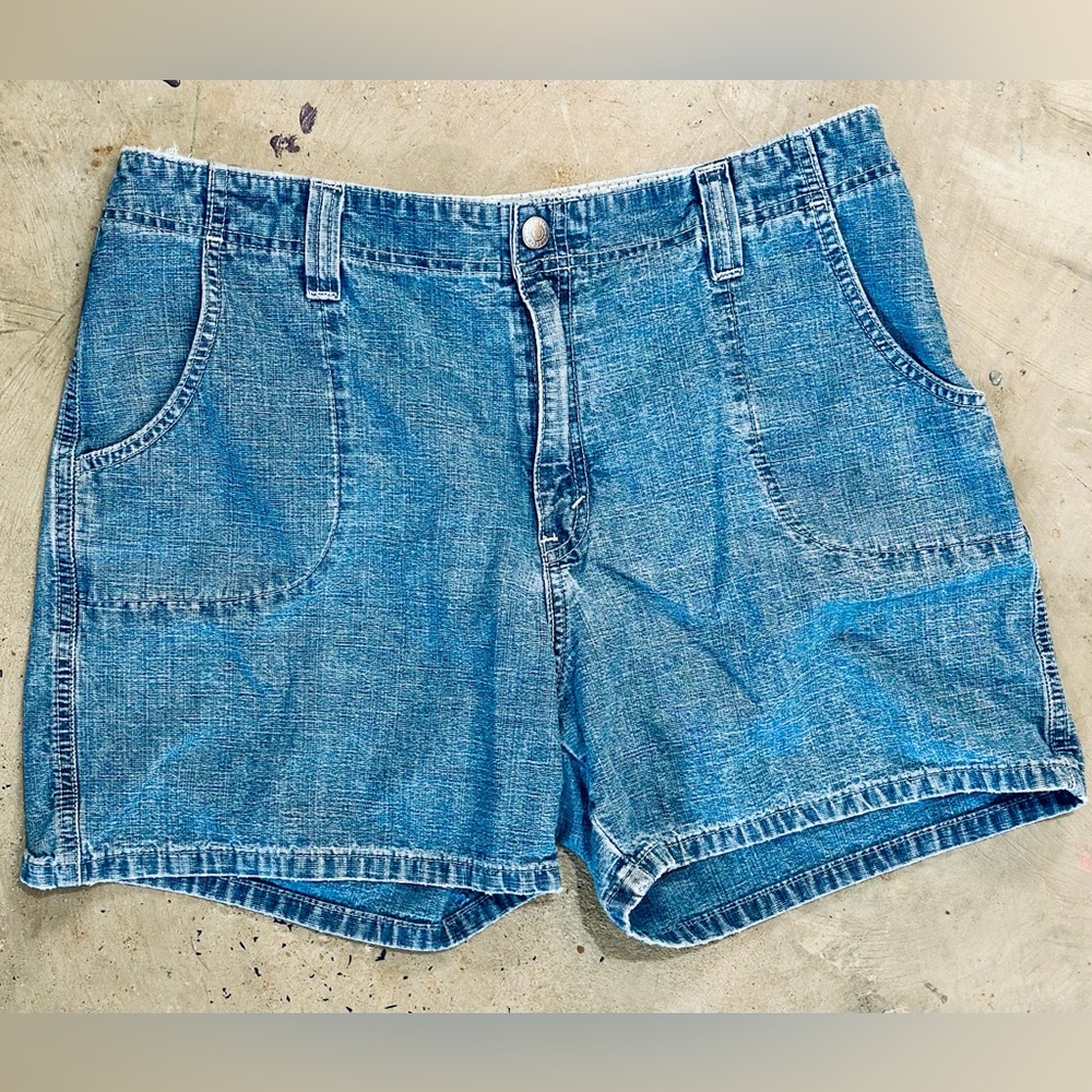 VINTAGE Levis Denim SHORTS - Red Label Womens Sz 14 Snap - BLUE
